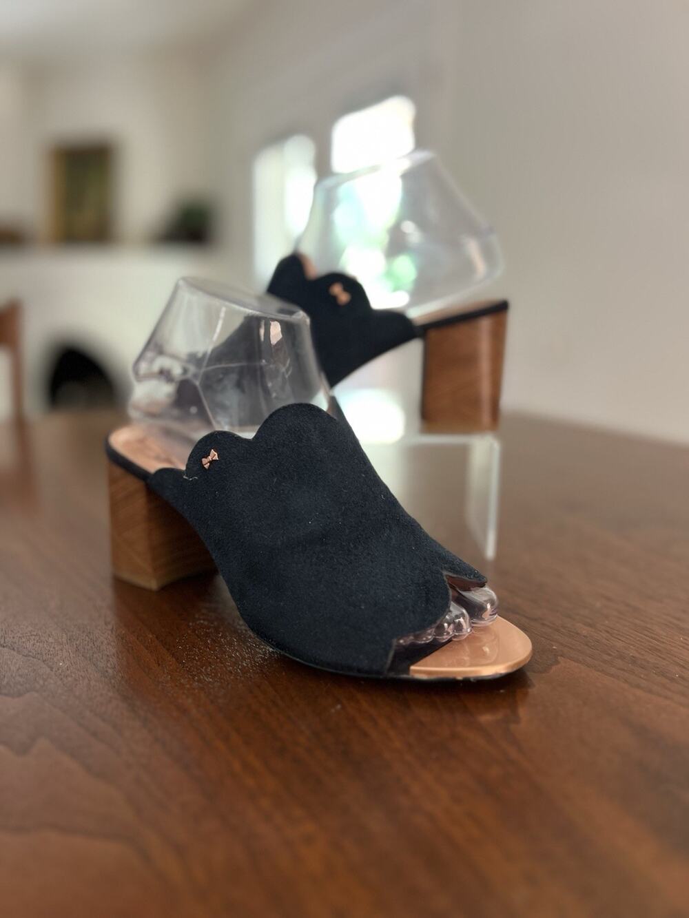 Ted Baker Women's Zinia Slide Perp Toe Suede Sandal Black Color Sz 37.5 EU 7 US